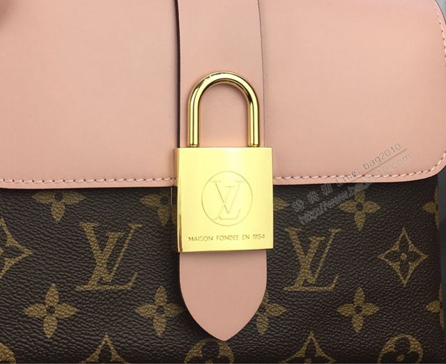 LV包 LV女包 M44080櫻花粉 Locky BB手袋 LV老花配皮手提包 LV手挽包 LV肩背斜挎女包  ydh3160